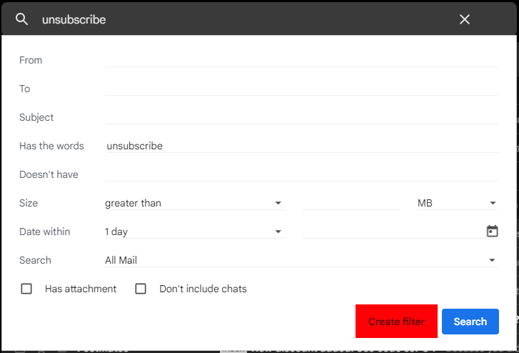 search filter